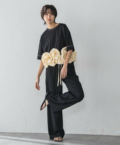 MAYSON GREY / メイソングレイ カットソー | ボリュームフリルヘムドッキングクロップドTシャツ≪手洗い可能≫ | 詳細14