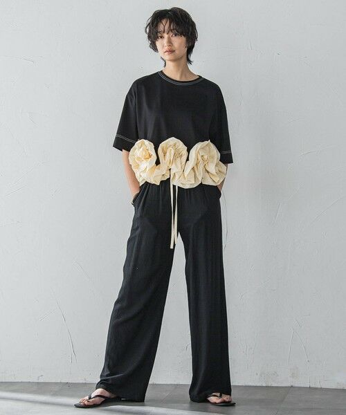 MAYSON GREY / メイソングレイ カットソー | ボリュームフリルヘムドッキングクロップドTシャツ≪手洗い可能≫ | 詳細15