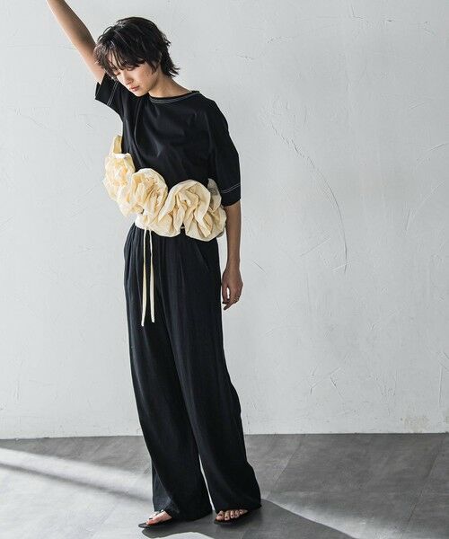 MAYSON GREY / メイソングレイ カットソー | ボリュームフリルヘムドッキングクロップドTシャツ≪手洗い可能≫ | 詳細16