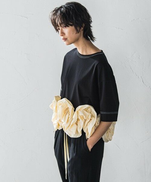 MAYSON GREY/メイソングレイ ボリュームフリルヘムドッキングクロップドTシャツ≪手洗い可能≫ ブラック M MAYSON GREY/メイソングレイ ボリュームフリルヘムドッキングクロップドTシャツ≪手洗い可能≫ ブラック M