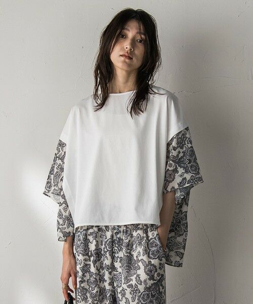 MAYSON GREY / メイソングレイ カットソー | ペイズリー柄ドッキングポンチョTシャツ≪洗濯機で洗える≫ | 詳細1