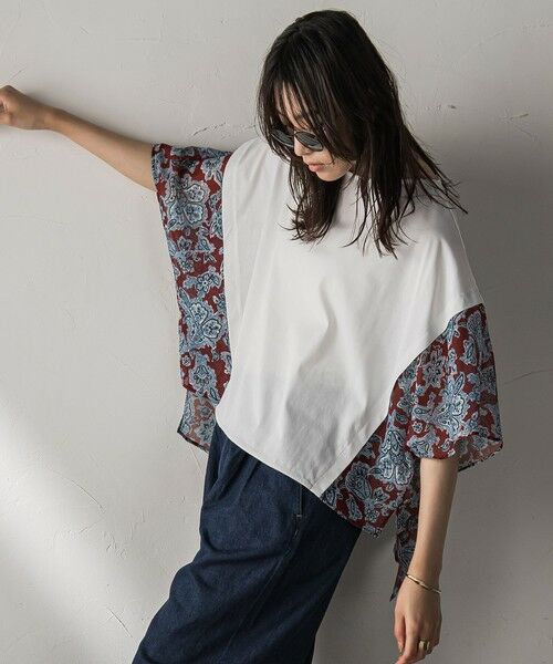 MAYSON GREY / メイソングレイ カットソー | ペイズリー柄ドッキングポンチョTシャツ≪洗濯機で洗える≫ | 詳細11