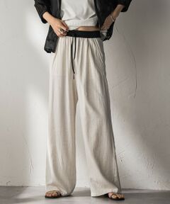 MAYSON GREY / メイソングレイ その他パンツ | リネン配色ベルトイージーワイドパンツ≪洗濯機で洗える≫
