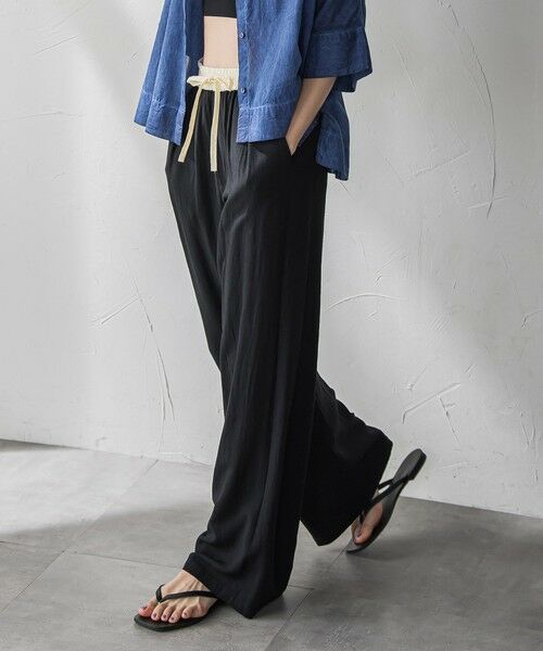 MAYSON GREY / メイソングレイ その他パンツ | リネン配色ベルトイージーワイドパンツ≪洗濯機で洗える≫ | 詳細1