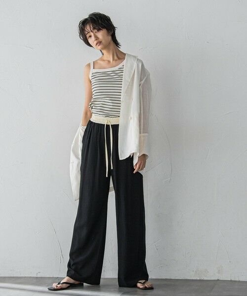MAYSON GREY / メイソングレイ その他パンツ | リネン配色ベルトイージーワイドパンツ≪洗濯機で洗える≫ | 詳細17