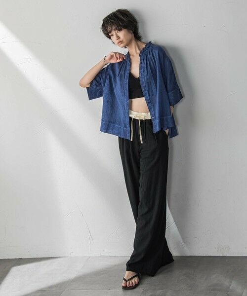 MAYSON GREY / メイソングレイ その他パンツ | リネン配色ベルトイージーワイドパンツ≪洗濯機で洗える≫ | 詳細6