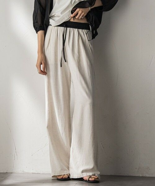MAYSON GREY / メイソングレイ その他パンツ | リネン配色ベルトイージーワイドパンツ≪洗濯機で洗える≫ | 詳細21