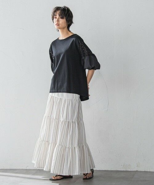 MAYSON GREY / メイソングレイ ミニ・ひざ丈スカート | 【WEB限定】マルチストライプリネンタッチティアードスカート≪洗濯機で洗える≫ | 詳細4