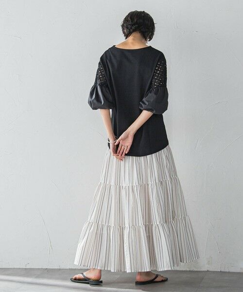 MAYSON GREY / メイソングレイ ミニ・ひざ丈スカート | 【WEB限定】マルチストライプリネンタッチティアードスカート≪洗濯機で洗える≫ | 詳細6