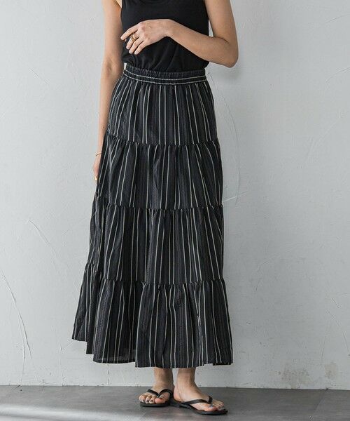 MAYSON GREY / メイソングレイ ミニ・ひざ丈スカート | 【WEB限定】マルチストライプリネンタッチティアードスカート≪洗濯機で洗える≫ | 詳細9