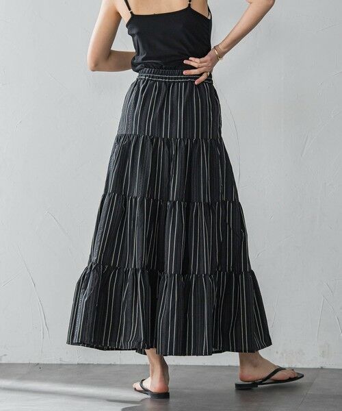 MAYSON GREY / メイソングレイ ミニ・ひざ丈スカート | 【WEB限定】マルチストライプリネンタッチティアードスカート≪洗濯機で洗える≫ | 詳細10