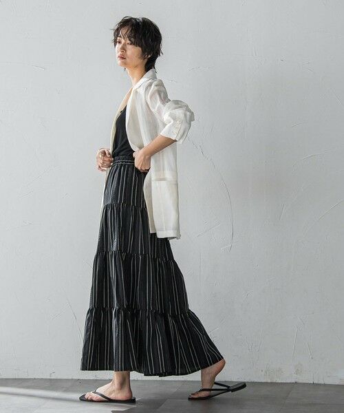 MAYSON GREY / メイソングレイ ミニ・ひざ丈スカート | 【WEB限定】マルチストライプリネンタッチティアードスカート≪洗濯機で洗える≫ | 詳細13