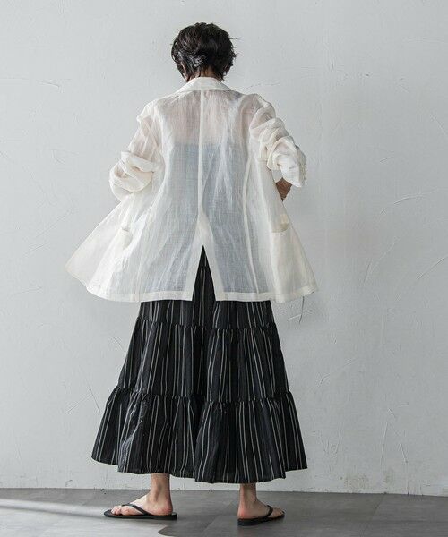 MAYSON GREY / メイソングレイ ミニ・ひざ丈スカート | 【WEB限定】マルチストライプリネンタッチティアードスカート≪洗濯機で洗える≫ | 詳細14