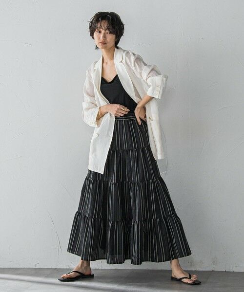 MAYSON GREY / メイソングレイ ミニ・ひざ丈スカート | 【WEB限定】マルチストライプリネンタッチティアードスカート≪洗濯機で洗える≫ | 詳細15