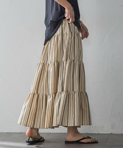 MAYSON GREY / メイソングレイ ミニ・ひざ丈スカート | 【WEB限定】マルチストライプリネンタッチティアードスカート≪洗濯機で洗える≫ | 詳細19