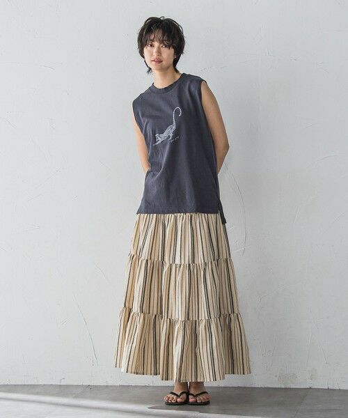 MAYSON GREY / メイソングレイ ミニ・ひざ丈スカート | 【WEB限定】マルチストライプリネンタッチティアードスカート≪洗濯機で洗える≫ | 詳細21
