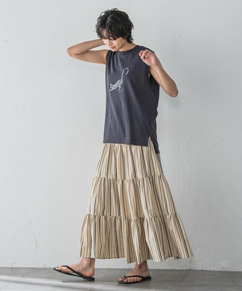 MAYSON GREY / メイソングレイ ミニ・ひざ丈スカート | 【WEB限定】マルチストライプリネンタッチティアードスカート≪洗濯機で洗える≫ | 詳細22