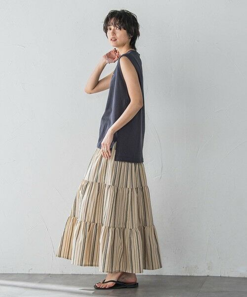 MAYSON GREY / メイソングレイ ミニ・ひざ丈スカート | 【WEB限定】マルチストライプリネンタッチティアードスカート≪洗濯機で洗える≫ | 詳細23