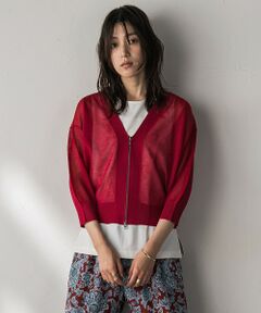 MAYSON GREY / メイソングレイ ニット・セーター | Vネックジップシアーカーディガン≪手洗い可能≫