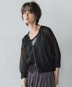 MAYSON GREY / メイソングレイ ニット・セーター | Vネックジップシアーカーディガン≪手洗い可能≫