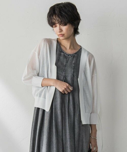 MAYSON GREY / メイソングレイ ニット・セーター | Vネックジップシアーカーディガン≪手洗い可能≫ | 詳細1