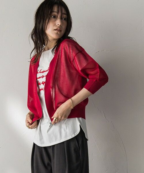 MAYSON GREY / メイソングレイ ニット・セーター | Vネックジップシアーカーディガン≪手洗い可能≫ | 詳細10