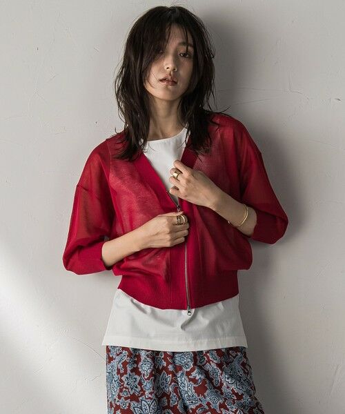 MAYSON GREY / メイソングレイ ニット・セーター | Vネックジップシアーカーディガン≪手洗い可能≫ | 詳細11