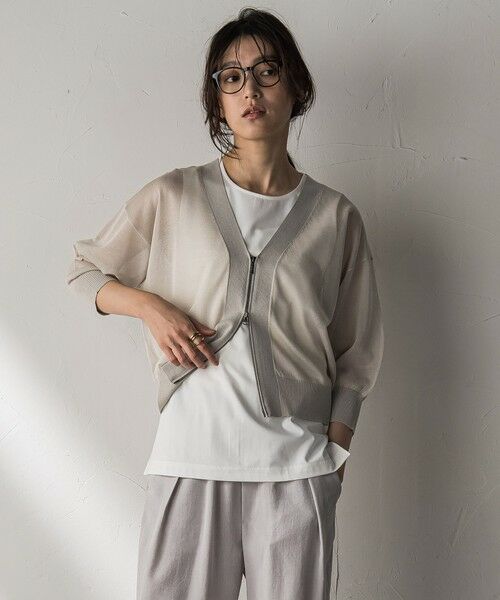 MAYSON GREY / メイソングレイ ニット・セーター | Vネックジップシアーカーディガン≪手洗い可能≫ | 詳細29