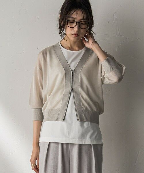 MAYSON GREY / メイソングレイ ニット・セーター | Vネックジップシアーカーディガン≪手洗い可能≫ | 詳細30