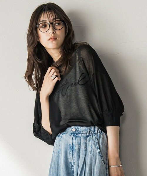 新品未使用　ホーンガーメント　長袖　ニット　38 M ボートネック透かし柄ニットプルオーバー 49AV JUNKO SHIMADA