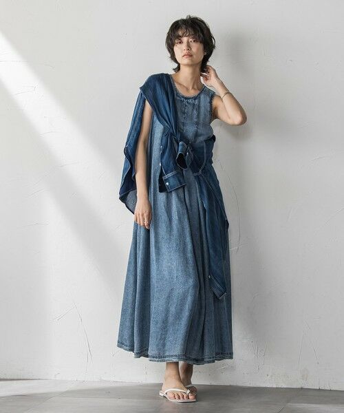 MAYSON GREY / メイソングレイ ロング・マキシ丈ワンピース | バイオシルクデニムタックフレアワンピース≪洗濯機で洗える≫ | 詳細2