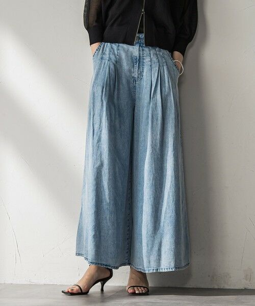 MAYSON GREY/メイソングレイ バイオシルクデニムフレアパンツ≪洗濯機で洗える≫ ブルー M MAYSON GREY/メイソングレイ バイオシルクデニムフレアパンツ≪洗濯機で洗える≫ ブルー M