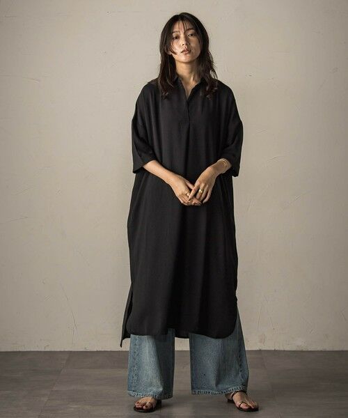 MAYSON GREY / メイソングレイ ロング・マキシ丈ワンピース | 【WEB限定】スキッパーチュニックワンピース≪洗濯機で洗える≫ | 詳細1