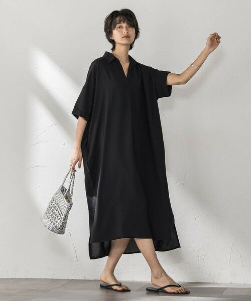 MAYSON GREY / メイソングレイ ロング・マキシ丈ワンピース | 【WEB限定】スキッパーチュニックワンピース≪洗濯機で洗える≫ | 詳細6