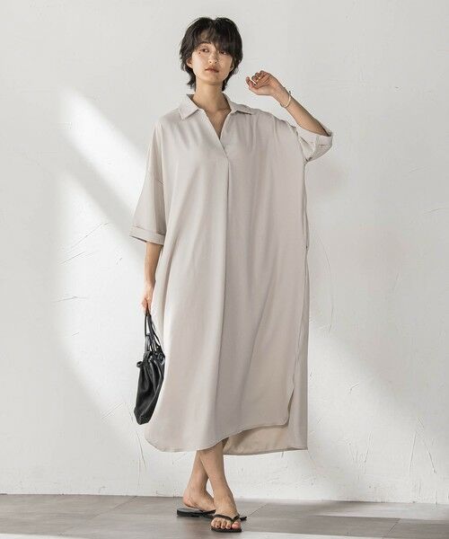 MAYSON GREY / メイソングレイ ロング・マキシ丈ワンピース | 【WEB限定】スキッパーチュニックワンピース≪洗濯機で洗える≫ | 詳細12