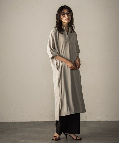 MAYSON GREY / メイソングレイ ロング・マキシ丈ワンピース | 【WEB限定】スキッパーチュニックワンピース≪洗濯機で洗える≫ | 詳細9