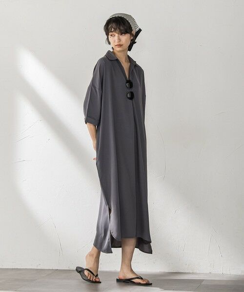 MAYSON GREY / メイソングレイ ロング・マキシ丈ワンピース | 【WEB限定】スキッパーチュニックワンピース≪洗濯機で洗える≫ | 詳細18