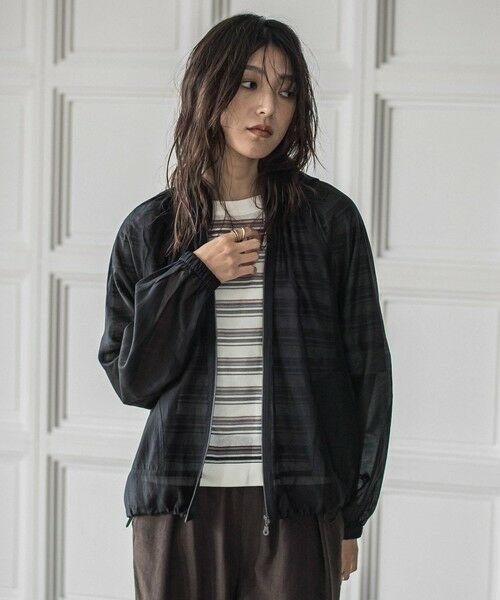 MAYSON GREY / メイソングレイ テーラードジャケット | シアーオーガンジー長袖フードブルゾン≪手洗い可能≫ | 詳細1