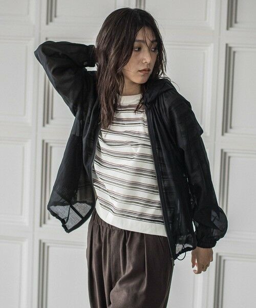 MAYSON GREY/メイソングレイ シアーオーガンジー長袖フードブルゾン≪手洗い可能≫ ブラック M MAYSON GREY/メイソングレイ シアーオーガンジー長袖フードブルゾン≪手洗い可能≫ ブラック M