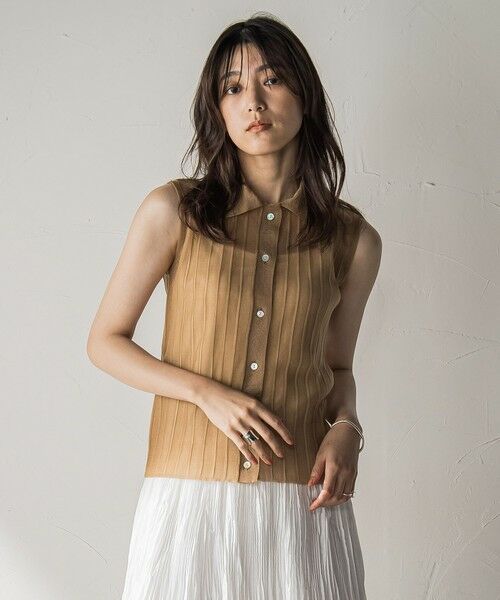 MAYSON GREY/メイソングレイ 【WEB限定】シアーノースリーブニットプルオーバー≪手洗い可能≫ キャメル M MAYSON GREY/メイソングレイ 【WEB限定】シアーノースリーブニットプルオーバー≪手洗い可能≫ キャメル M