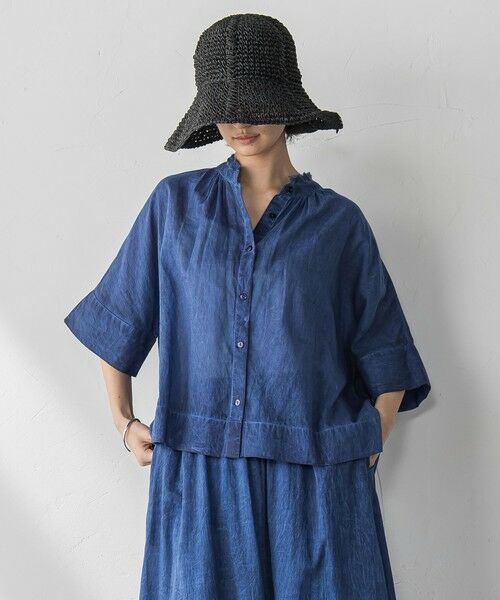MAYSON GREY/メイソングレイ タイダイバンドカラーシャツ≪手洗い可能≫ ブルー M MAYSON GREY/メイソングレイ タイダイバンドカラーシャツ≪手洗い可能≫ ブルー M
