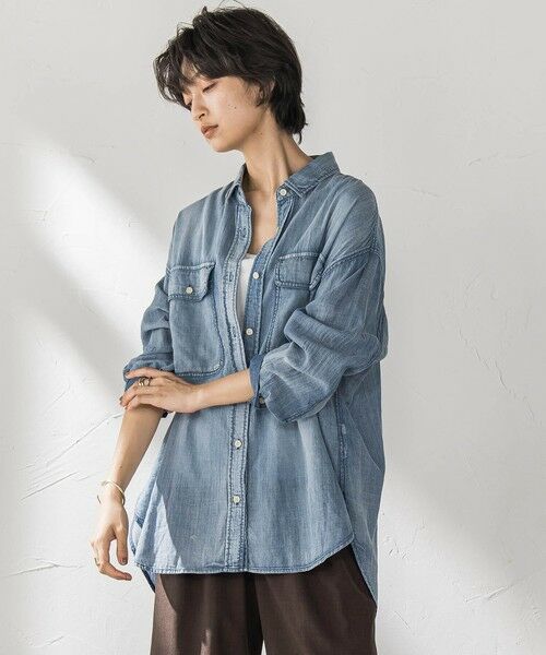 MAYSON GREY / メイソングレイ シャツ・ブラウス | ナチュラルシアーデニムオーバーシャツ≪洗濯機で洗える≫ | 詳細1