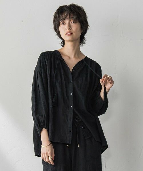 MAYSON GREY/メイソングレイ ペイズリー柄総刺繍綿ボイルギャザーブラウス≪手洗い可能≫ ブラック M MAYSON GREY/メイソングレイ ペイズリー柄総刺繍綿ボイルギャザーブラウス≪手洗い可能≫ ブラック M