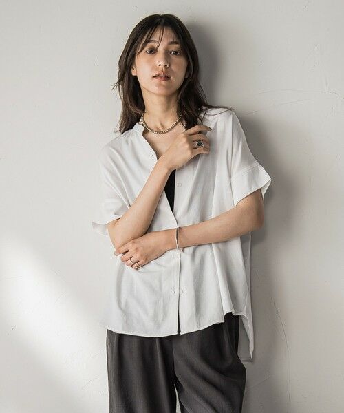 MAYSON GREY / メイソングレイ シャツ・ブラウス | 【WEB限定】バンドカラーリネンライクシャツ≪洗濯機で洗える≫ | 詳細1