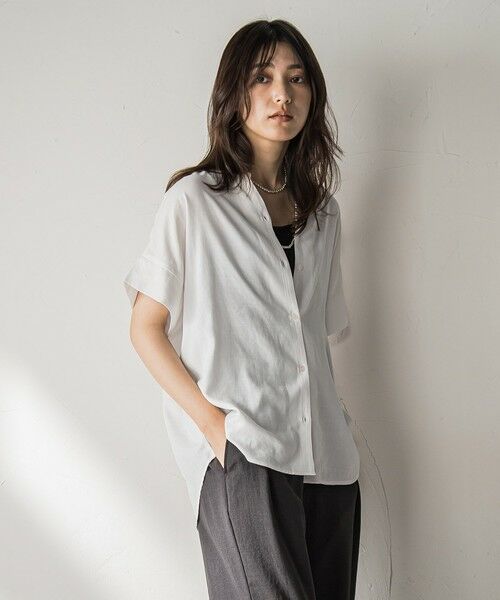 MAYSON GREY / メイソングレイ シャツ・ブラウス | 【WEB限定】バンドカラーリネンライクシャツ≪洗濯機で洗える≫ | 詳細2