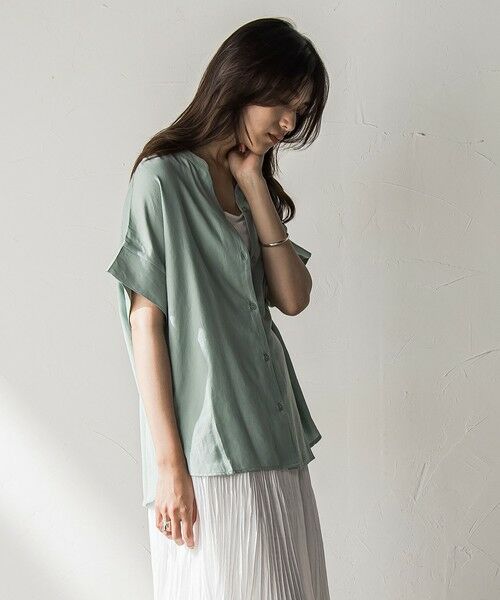 MAYSON GREY / メイソングレイ シャツ・ブラウス | 【WEB限定】バンドカラーリネンライクシャツ≪洗濯機で洗える≫ | 詳細22