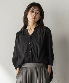 MAYSON GREY / メイソングレイ シャツ・ブラウス | 【WEB限定】バンドカラー楊柳7分袖シャツ≪洗濯機で洗える≫