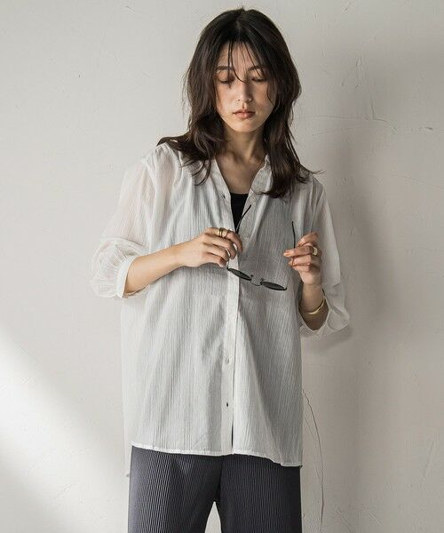 MAYSON GREY / メイソングレイ シャツ・ブラウス | 【WEB限定】バンドカラー楊柳7分袖シャツ≪洗濯機で洗える≫ | 詳細2