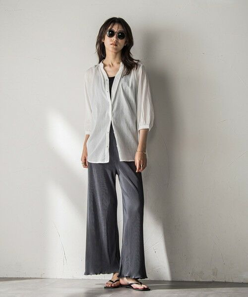 MAYSON GREY / メイソングレイ シャツ・ブラウス | 【WEB限定】バンドカラー楊柳7分袖シャツ≪洗濯機で洗える≫ | 詳細3