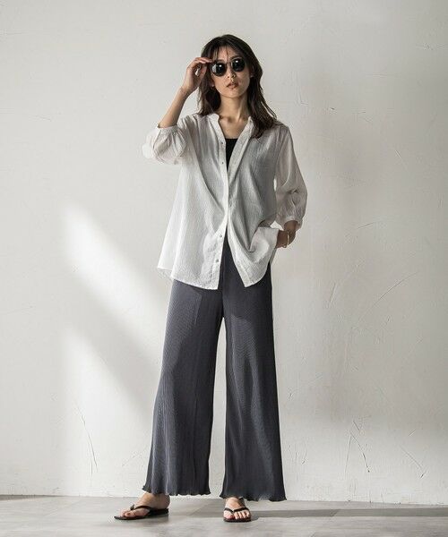 MAYSON GREY / メイソングレイ シャツ・ブラウス | 【WEB限定】バンドカラー楊柳7分袖シャツ≪洗濯機で洗える≫ | 詳細4